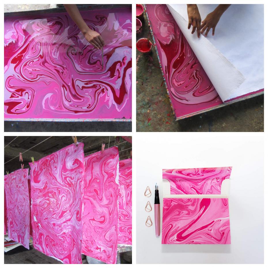 Marbled wrap and cards in Candy Pink